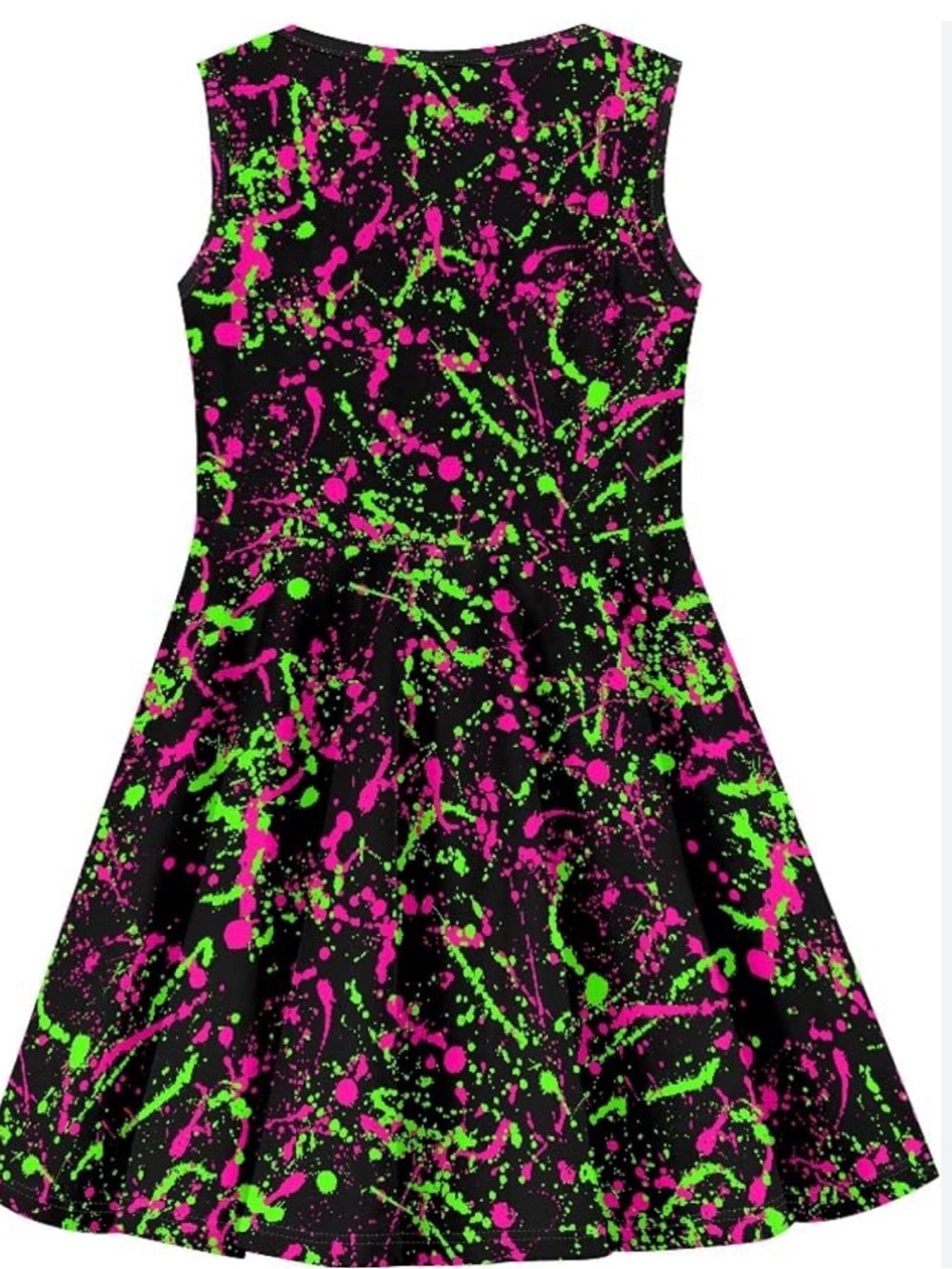 Girls' Black Neon Splatter Dress - Pink & Green